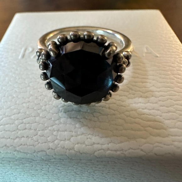 GENUINE PANDORA STERLING MIDNIGHT BLUE CRYSTAL RING- 190910NBC- SIZE 8 - Picture 1 of 6